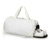 Dansydaisy Quilted Duffle Bag for Women Cotton Dance Bag with Adjustable Carry Strap and Handy Pouch Floral Backpack for Dancers, white, red, 18.9 x 9.45 x 8.66 inches / 48 x 24 x 22 cm, Little Cherry