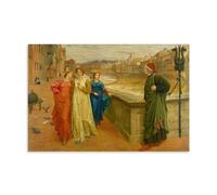 Dante And Beatrice By Henry Holiday Artist's Works Printed Posters Room Aesthetic Print Art Wall Canvas Modern Bedroom Decor 08x12inch(20x30cm)