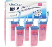 DanTicy Brushpicks Interdental Toothpicks,Soft Bristle Dental Floss Picks Toothpicks,Helps Removes Plaque and Debris Between Your Teeth 600PCS (Pack of 5) Strawberry