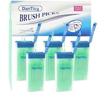 DanTicy Brushpicks Interdental Toothpicks,Soft Bristle Dental Floss Picks Toothpicks,Helps Removes Plaque and Debris Between Your Teeth 600PCS (Pack of 5) Mint