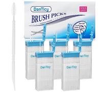 DanTicy Brushpicks Interdental Toothpicks,Soft Bristle Dental Floss Picks Toothpicks,Helps Removes Plaque and Debris Between Your Teeth 600PCS (Pack of 5)
