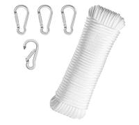 Dantolo 20 m Flagpole Accessory Ropes, Nylon Flag Rope for Home Outdoor Use, Flagpole Rope Weatherproof with 4 Carabiner Hooks (White)