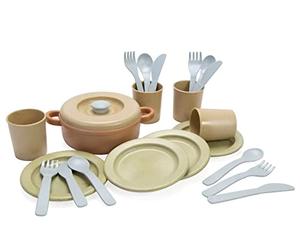 Dantoy Bio-Toy Pretend Play Dinner Set 22 Pieces, Eco-conscious Toys made from Sugarcane