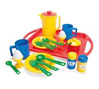 Dantoy - Breakfast Set with Tray - Role Play - Toy Set - Play Kitchen - 23 Pieces - Accessories - From 2 Years - Tableware Set - Fun Multi-Colours in Plastic - Dishwascher Safe - Made in Denmark