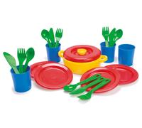 Dantoy Dinner Set for 4, 22 Piece Role Play for Kids Pretend Play, Made in Denma