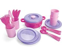 Dantoy Dinner Set for 4, Role Play Toys for Kids with 22 Pieces, Made in Denmark - Princess Pink