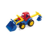 DANTOY PLAY FARM TRACTOR EXCAVAT0R with FRONT & REAR SCOOPS Robust Grab Tractor