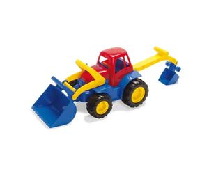 DANTOY PLAY FARM TRACTOR EXCAVAT0R with FRONT & REAR SCOOPS Robust Grab Tractor