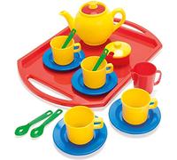 Dantoy Tea Set on Tray, Role Play Tea Party with 18 Pieces Pretend Toys for Kids Multi-Colour