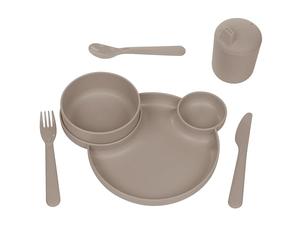 Dantoy - Tiny Geschirr-Geschenk-Set auf Biobasis - Ab 0+ Monate - 7 Teile - Mocca - Geschirrset - Küchenzubehör Kinder Spülmaschinenfest - Mikrowellengeeignet - Recycelbar - Hergestellt in Dänemark