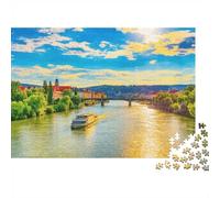 Danube River Puzzles for Elderly 1000Pc Recyclable Paper River Cruise Puzzle for Adults Interesting Family Game Props Party Game Props for Home 52x38cm/1000pcs