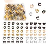 DANUDON 120 Pcs Mini Crown Charms, 3D Alloy King Crown Beads Bulk Large Hole Spacer Beads for Jewelry Making, DIY Craft Bracelet Necklace Supplies