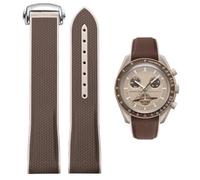 Danxancy Curved End Rubber Watch Strap Deployment Buckle Compatible with Omega X Swatch Moonswatch Speedmaster for Men Women