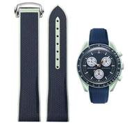 Danxancy Curved End Rubber Watch Strap Deployment Buckle Compatible with Omega X Swatch Moonswatch Speedmaster for Men Women