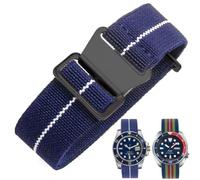 Danxancy Elastic Nylon Watch Strap Navy Divers Parachute Fabric Replacement Watch Band with Clasp 18/20/22mm
