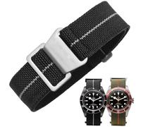 Danxancy Elastic Nylon Watch Strap Navy Divers Parachute Fabric Replacement Watch Band with Clasp 18/20/22mm