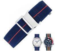 Danxancy Elastic Nylon Watch Strap Navy Divers Parachute Fabric Replacement Watch Band with Clasp 18/20/22mm