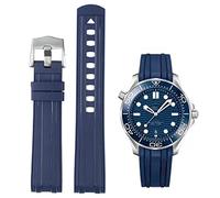Danxancy Straps For Omega SEAMASTER PLANET OCEAN Watch,Soft Rubber Omega X Swatch Moonswatch Replacement Strap,Curved No Gap Moonswatch Swatch strap with Silver Stainless Steel Buckle