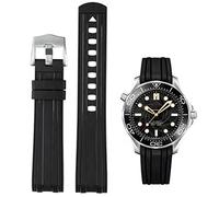 Danxancy Straps For Omega SEAMASTER PLANET OCEAN Watch,Soft Rubber Omega X Swatch Moonswatch Replacement Strap,Curved No Gap Moonswatch Swatch strap with Silver Stainless Steel Buckle