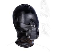danxceh Bondage Leather Head Mask with Toggle Penis Gag Mouth Gag Blindfold Dildo Penis Plug 3-Piece Set Bondage Mask SM Mask Fetish Restraints Slave SM Role Play Sex Toy for Couple