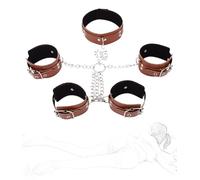 danxceh SM Bondage Set Handcuffs Ankle Cuffs Collar with Iron Chain Hand Cuffs Ankle Cuffs Collar BDSM Sex Erotic Bondage Restraints Set Hand Foot Shackle Slave Sex Toy for Couples