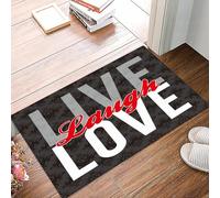 danxceh Soft Bathroom Mat Non Slip,Machine Washable Bathroom Rug Bathmat Bath Mats for Bathtub Shower,Typographic montage of the words Live Laugh Love in vector format over a textu,16x24in