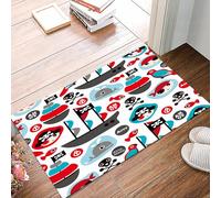 danxceh Soft Bathroom Mat Non Slip,Machine Washable Bathroom Rug Bathmat Bath Mats for Bathtub Shower,Seamless retro pirates illustration sailing the ocean mint and coral anchor ba,16x24in