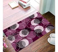 danxceh Soft Bathroom Mat Non Slip,Machine Washable Bathroom Rug Bathmat Bath Mats for Bathtub Shower,Maroon, Retro Skinny Ring Shapes Overlapping Circles Funky Groovy Artistic,16x24in