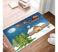danxceh Soft Bathroom Mat Non Slip,Machine Washable Bathroom Rug Bathmat Bath Mats for Bathtub Shower,classic Christmas scenes, Santa, gifts presented to Rudolf, the red-nosed rein,16x24in