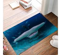 danxceh Soft Bathroom Mat Non Slip,Machine Washable Bathroom Rug Bathmat Bath Mats for Bathtub Shower,Shot of Hammerhead Shark Swimming Towards You in Clear Waters,16x24in