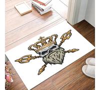 danxceh Soft Bathroom Mat Non Slip,Machine Washable Bathroom Rug Bathmat Bath Mats for Bathtub Shower,Skull in a crown and two crossed swords. King's skull,16x24in
