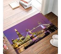 danxceh Soft Bathroom Mat Non Slip,Machine Washable Bathroom Rug Bathmat Bath Mats for Bathtub Shower,London, Tower Bridge in London at night Historic Cultural Monument Europe Brit,16x24in