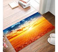 danxceh Soft Bathroom Mat Non Slip,Machine Washable Bathroom Rug Bathmat Bath Mats for Bathtub Shower,Sky Decor,Sunset over Sea Vibrant Colors Golden Horizon Honeymoon Travel De,16x24in