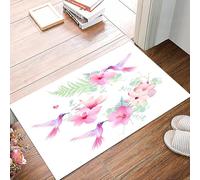 danxceh Soft Bathroom Mat Non Slip,Machine Washable Bathroom Rug Bathmat Bath Mats for Bathtub Shower,Hummingbirds, Tropical Flowers with Flying Hummingbirds Wild Nature Blooms, Pa,16x24in