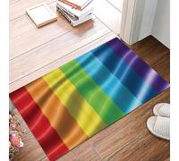 danxceh Soft Bathroom Mat Non Slip,Machine Washable Bathroom Rug Bathmat Bath Mats for Bathtub Shower,Rainbow Pride Flag Inspired by Design with the Colors of the Rainbow Love Wins,16x24in