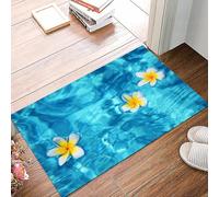 danxceh Soft Bathroom Mat Non Slip,Machine Washable Bathroom Rug Bathmat Bath Mats for Bathtub Shower,Tropical frangipani flower floating in blue water,16x24in
