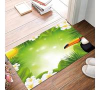 danxceh Soft Bathroom Mat Non Slip,Machine Washable Bathroom Rug Bathmat Bath Mats for Bathtub Shower,Green Background With Tropical Elements Vector Illustration,16x24in