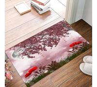danxceh Soft Bathroom Mat Non Slip,Machine Washable Bathroom Rug Bathmat Bath Mats for Bathtub Shower,Poppy,Dream Garden with Poppies Full Moon Floral Tree Branches Fairy Tale Para,16x24in