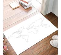 danxceh Soft Bathroom Mat Non Slip,Machine Washable Bathroom Rug Bathmat Bath Mats for Bathtub Shower,Simplistic design world map outline with thin black line drawing abstract cont,16x24in