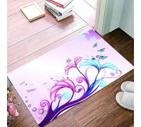 danxceh Soft Bathroom Mat Non Slip,Machine Washable Bathroom Rug Bathmat Bath Mats for Bathtub Shower,Nature,Curved Giant Flower Bodies and Butterflies Flying Spring Style Artsy De,16x24in
