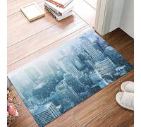 danxceh Soft Bathroom Mat Non Slip,Machine Washable Bathroom Rug Bathmat Bath Mats for Bathtub Shower,Snow in New York City image skyline with urban skyscrapers in Ma, Opaque, Wate,16x24in