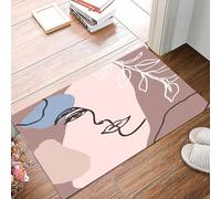danxceh Soft Bathroom Mat Non Slip,Machine Washable Bathroom Rug Bathmat Bath Mats for Bathtub Shower,Set of Woman's Face continuous Line art. Abstract Contemporary collage of geom,16x24in