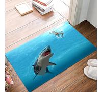 danxceh Soft Bathroom Mat Non Slip,Machine Washable Bathroom Rug Bathmat Bath Mats for Bathtub Shower,3D render of a great white shark attacking a female swimmer (with digital pain,16x24in