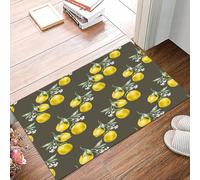 danxceh Soft Bathroom Mat Non Slip,Machine Washable Bathroom Rug Bathmat Bath Mats for Bathtub Shower,Floral,Lemon Branches with Petals Growth Essence Nature Themed Artsy Print,16x24in