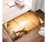 danxceh Soft Bathroom Mat Non Slip,Machine Washable Bathroom Rug Bathmat Bath Mats for Bathtub Shower,Ships Wheel Decor,Illustration of Steering Wheel on Old Antique Paper Historic,16x24in