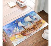 danxceh Soft Bathroom Mat Non Slip,Machine Washable Bathroom Rug Bathmat Bath Mats for Bathtub Shower,Spanish galleon is crossing the ocean (aquacolors on paper),16x24in
