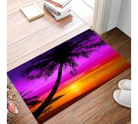 danxceh Soft Bathroom Mat Non Slip,Machine Washable Bathroom Rug Bathmat Bath Mats for Bathtub Shower,Tropical Palm Tree Silhouette on the Beach at Sunset Summertime Travel Destina,16x24in