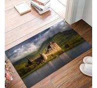 danxceh Soft Bathroom Mat Non Slip,Machine Washable Bathroom Rug Bathmat Bath Mats for Bathtub Shower,Castle reflections in morning light highlands Scotland cloudy sky mountain,16x24in