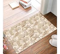 danxceh Soft Bathroom Mat Non Slip,Machine Washable Bathroom Rug Bathmat Bath Mats for Bathtub Shower,Seamless pattern beige background water world. Starfish. Shell. Watercolor ill,16x24in