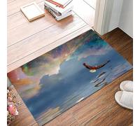 danxceh Soft Bathroom Mat Non Slip,Machine Washable Bathroom Rug Bathmat Bath Mats for Bathtub Shower,Eagles soaring over the sea under colorful skies,16x24in
